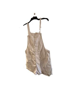 Aerie White Short Overalls Romper